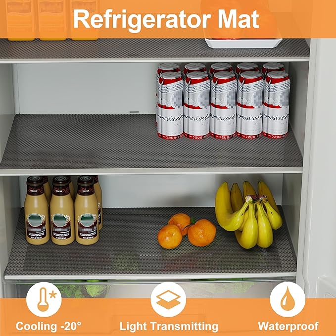 FLPMIX Kitchen Cabinet Drawer Liner: Clear Non-Adhesive Pantry Shelf Liner - Waterproof Easy to Cut Refrigerator Mat - Translucent Grey Bathroom Cupboard Liners for Shelves 15" x 240"