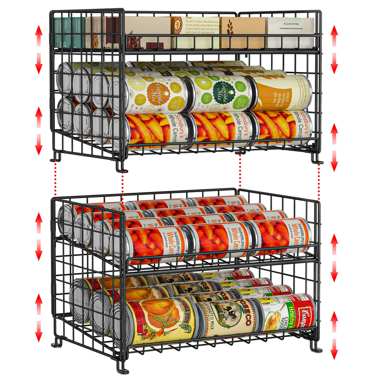 2-Pack Stackable Rack Organizer, Storage for Kitchen Pantry - Image 1