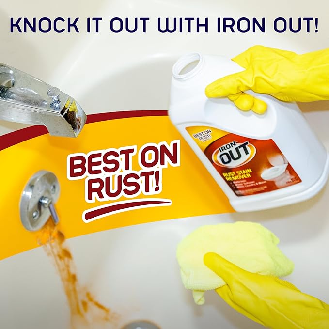 Iron OUT Rust Stain Remover Powder, Remove Rust Stains In Bathrooms, Kitchens, Appliances, Laundry, And Outdoors, 4.75 Pound Bottle
