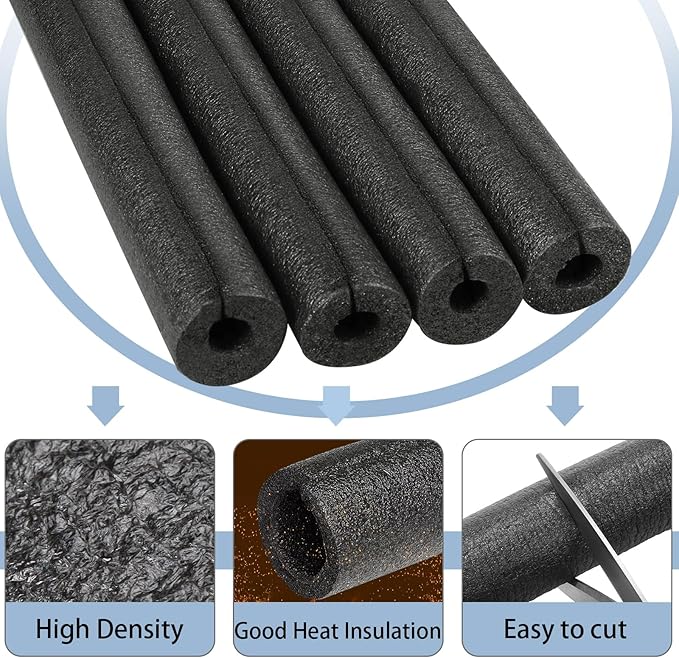 24 Pack Elbow Pipe Insulation Foam Tube Outdoor Wrap Black Pipe Covers Elbow Insulation Tubing Water Foam Covers for Outdoor Winter Irrigation, Sprinkler (1 Inch)