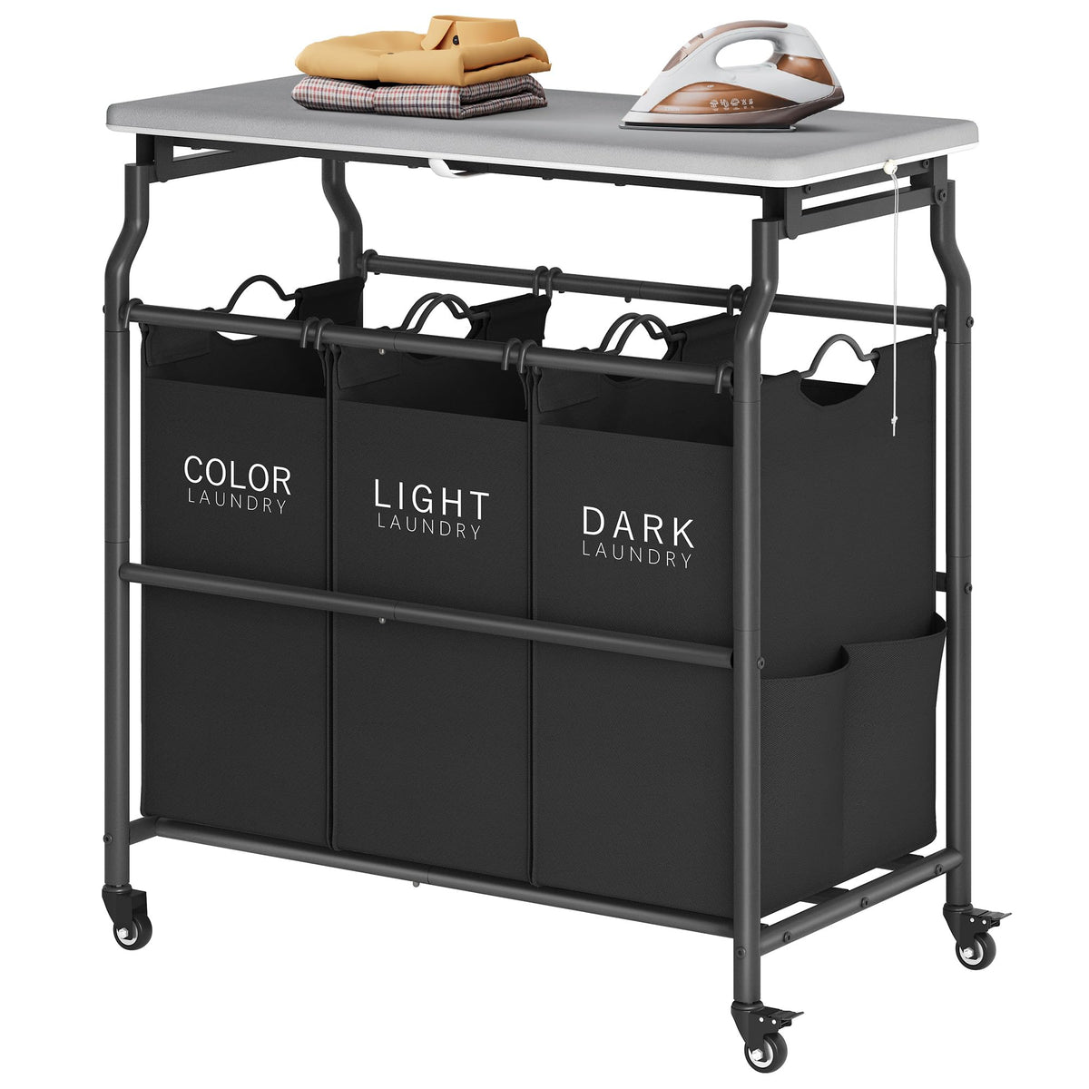 Hoctieon 3 Section Laundry Sorter with Ironing Board - Image 1