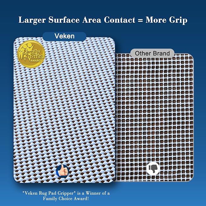 Veken Runner Rug Pad Gripper for Hardwood Floors, Non Slip 2x6 Ft Grey Blue Rug Pads for Area Rugs, Thick Rug Grippers for Tile Floors, Under Carpet Anti Skid Mat, Keep Your Rugs Safe and in Place