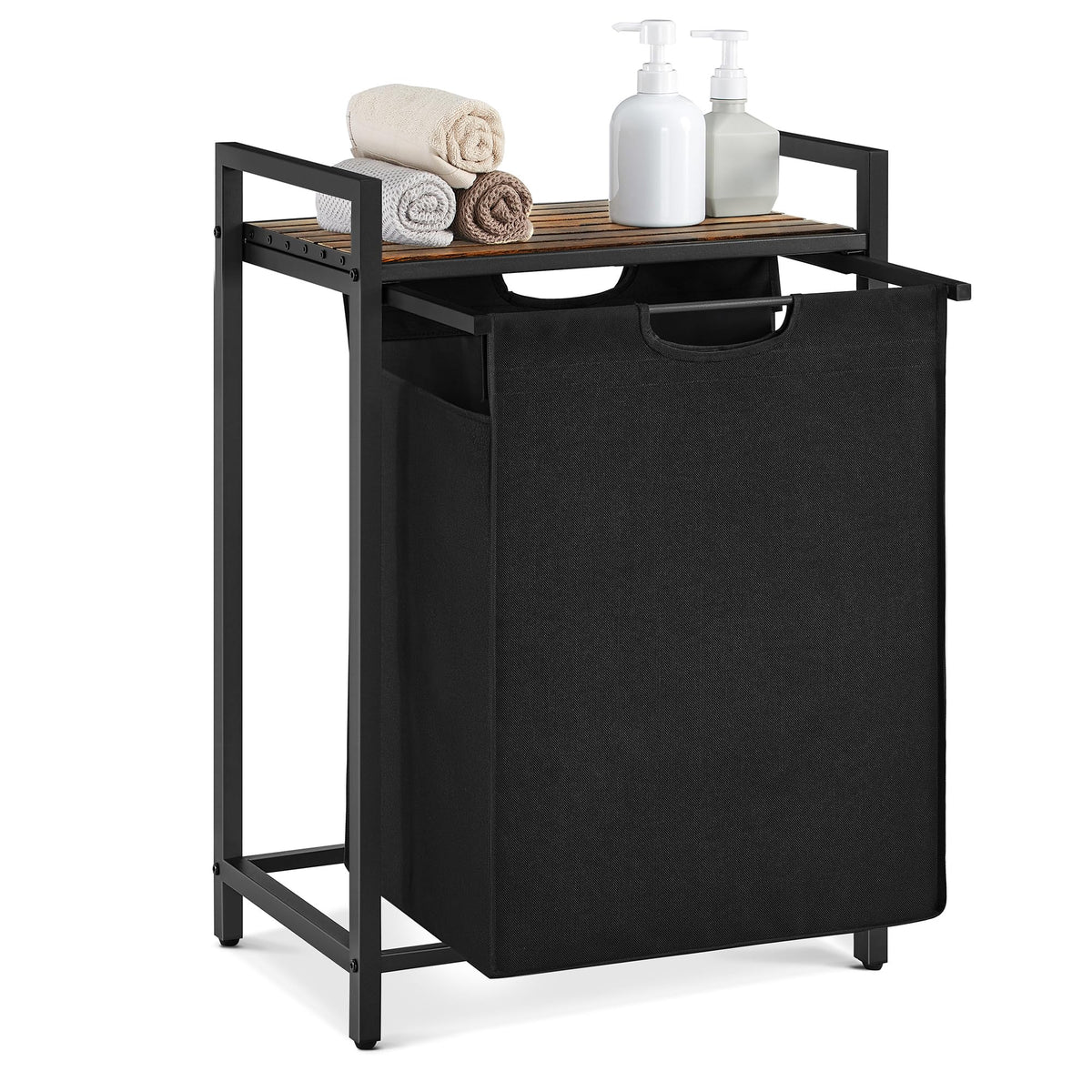 VASAGLE Laundry Hamper with Shelf, 1 Pull-Out Bag - Image 1