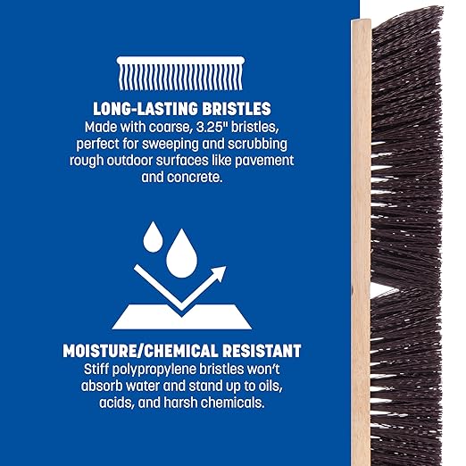 SPARTA Flo-Pac Plastic Floor Sweep, Crimped Sweep with Brace 24" for Cleaning, 24 Inches, Maroon