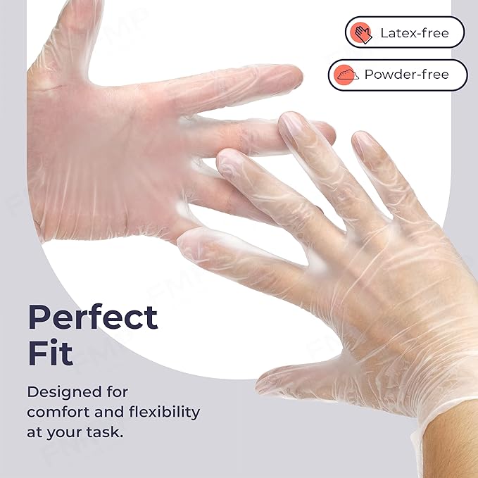 Fit Meal Prep 400 Pack Disposable Latex Free Extra Large Vinyl Food Prep Gloves - Powder Free, Ideal for Kitchen, Bathroom, Household, Gardening