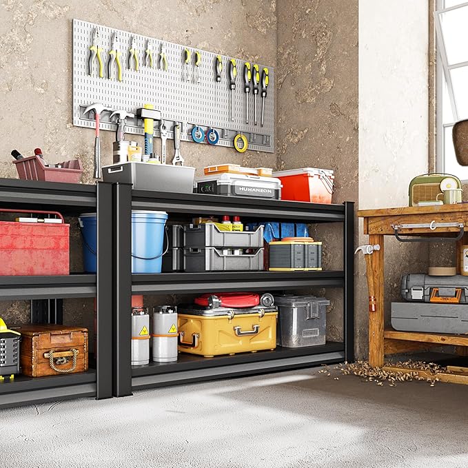 48''W Garage Shelves Heavy Duty - 1,560Lbs Steel Metal Adjustable Utility Storage Shelving Rack Units 48" W x 16" D x 36" H 3 Tier Black