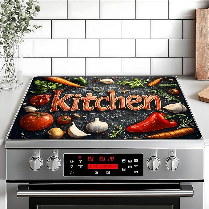 Kitchen Stove Top Cover Retro Flower Gas Stove Top Cover for Home Decoration Kitchen Pad Non-Stick Washable Cooktop Covers Countertop Protector Keep Stove Clean 28"x20"