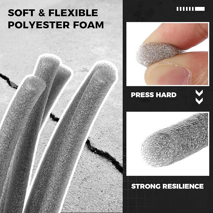 1 Inch x 25 ft Foam Backer Rod for Gaps Joints Concrete Crack Filler Caulk Saver Bulk Foam Backing Rod Concrete Filler Rope for Weather Stripping Door Seal(Gray)