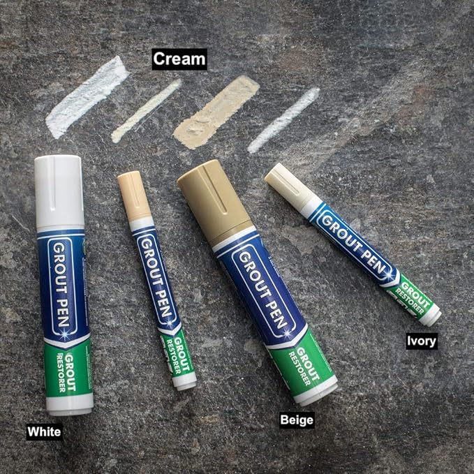 Grout Pen Tile Paint Marker: Yellow Cream Wide 15mm with 5 Pack Replacement Tips - Waterproof Grout Colorant and Sealer Pen to Renew, Repair, and Refresh Tile Grout - Cleaner Coating Stain Pens