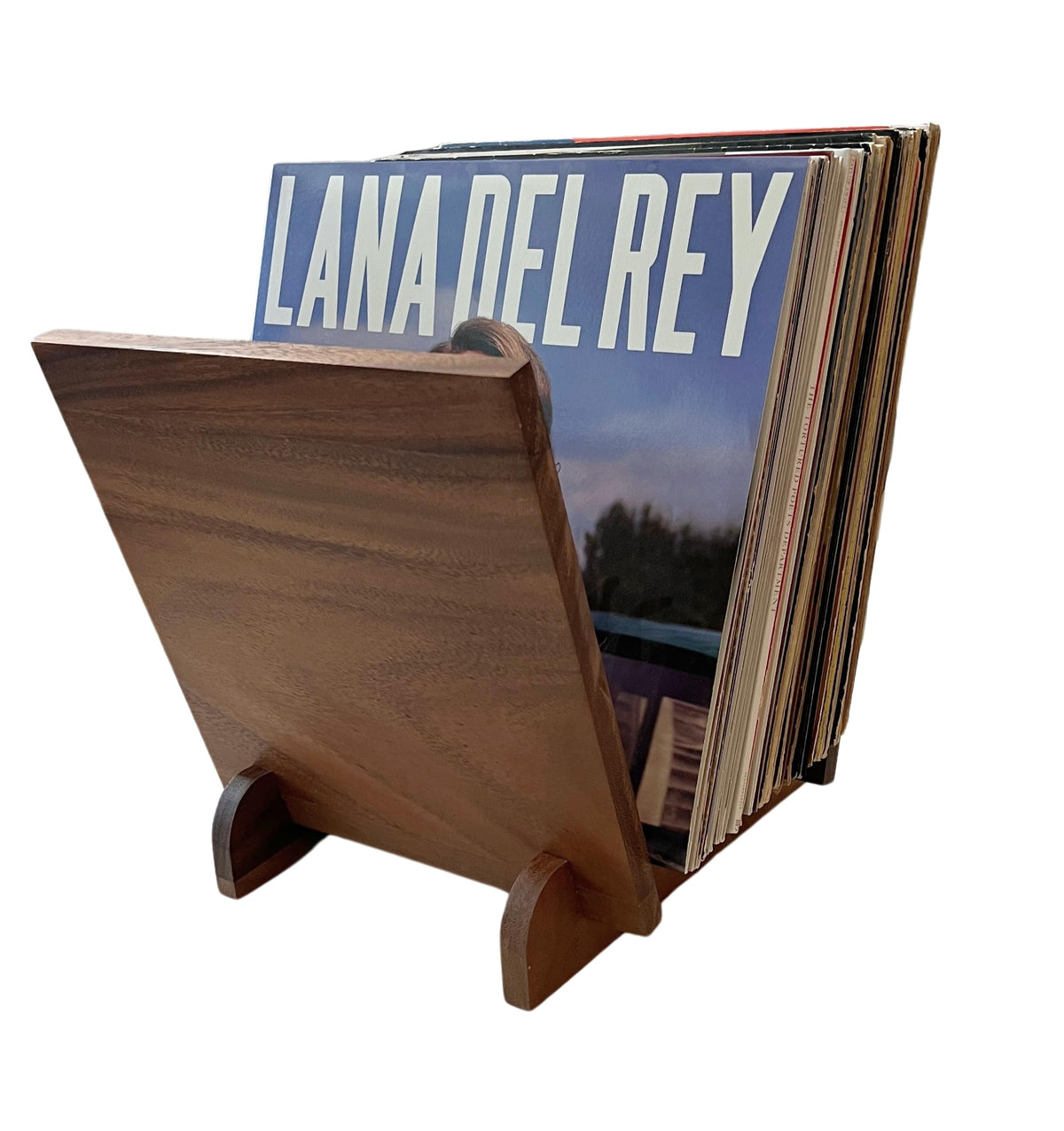 Natural Wood Vinyl Record Holder Shelf, Tabletop LP Storage Rack - Image 1
