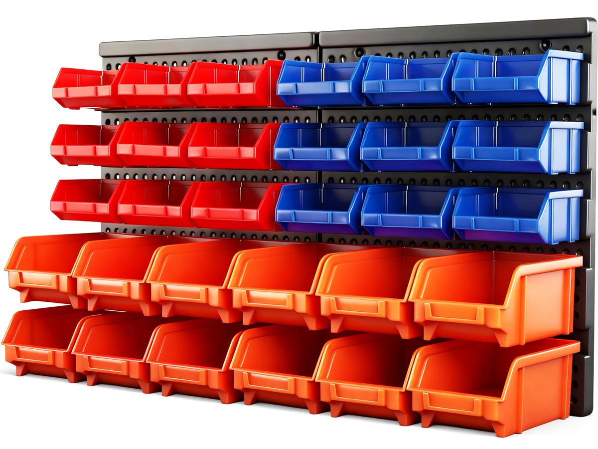 HORUSDY Wall Mounted Storage Bins Parts Rack 30PC | Home Organization - Image 1