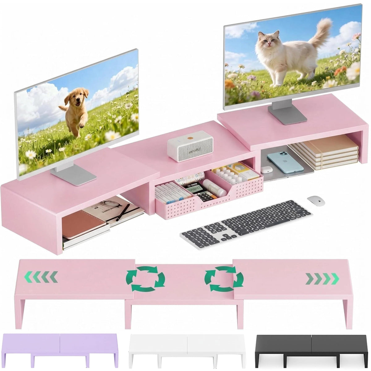 OPNICE Dual Computer Monitor Stand Riser, Desk Organ | All Products - Image 1