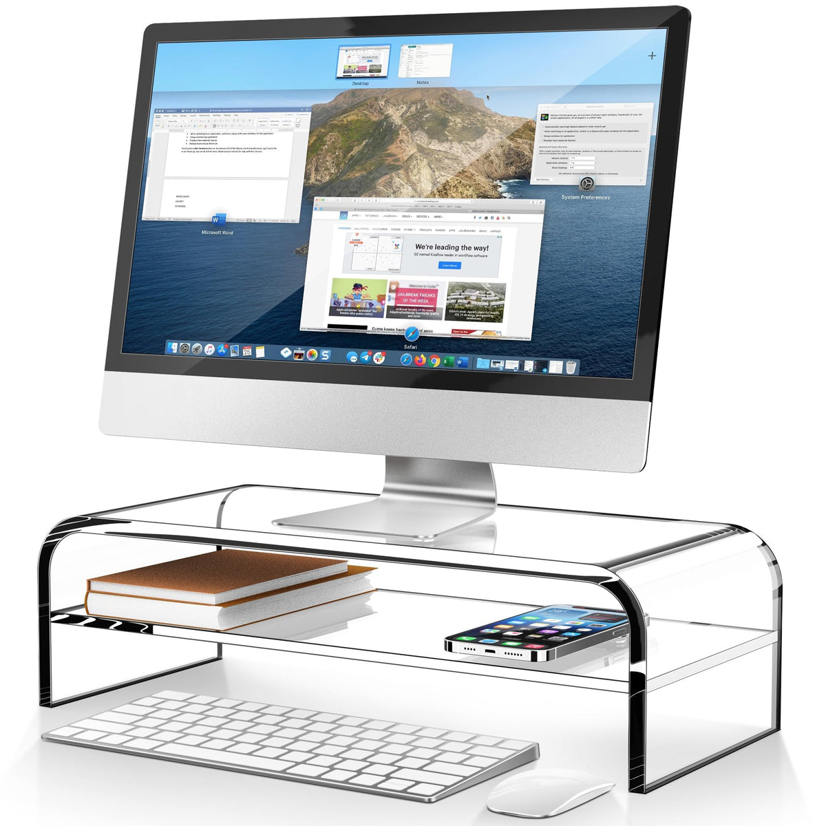 AboveTEK 2-Tier Acrylic Monitor Stand, Computer Rise | All Products - Image 1