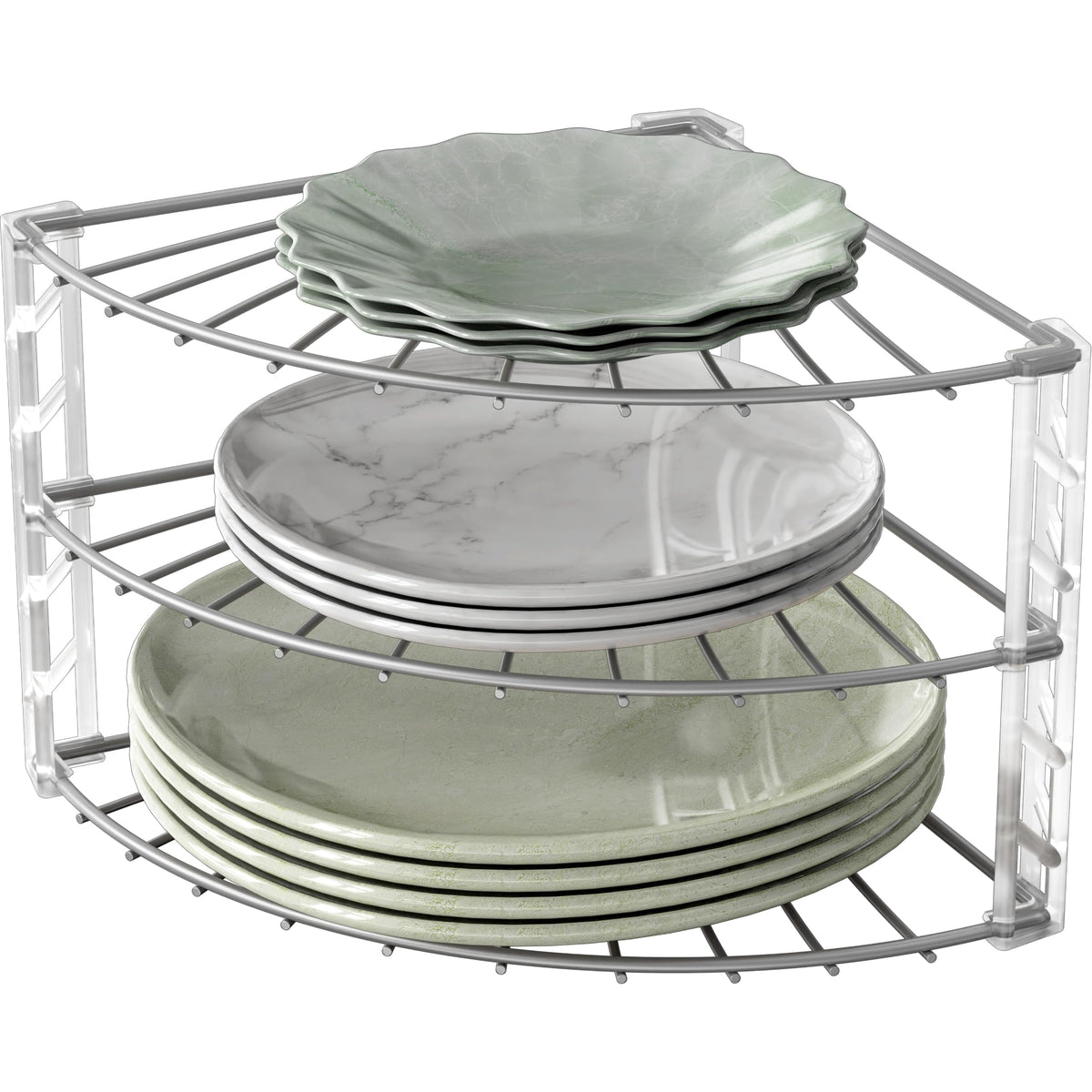 Simple Houseware 3-Tier Counter Corner Shelf Organizer, Silver - Image 1
