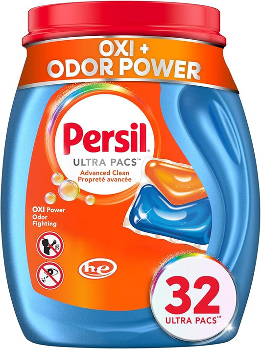 Persil Ultra Pacs Advanced Clean Oxi+Odor Power Laundry Detergent, 32 count