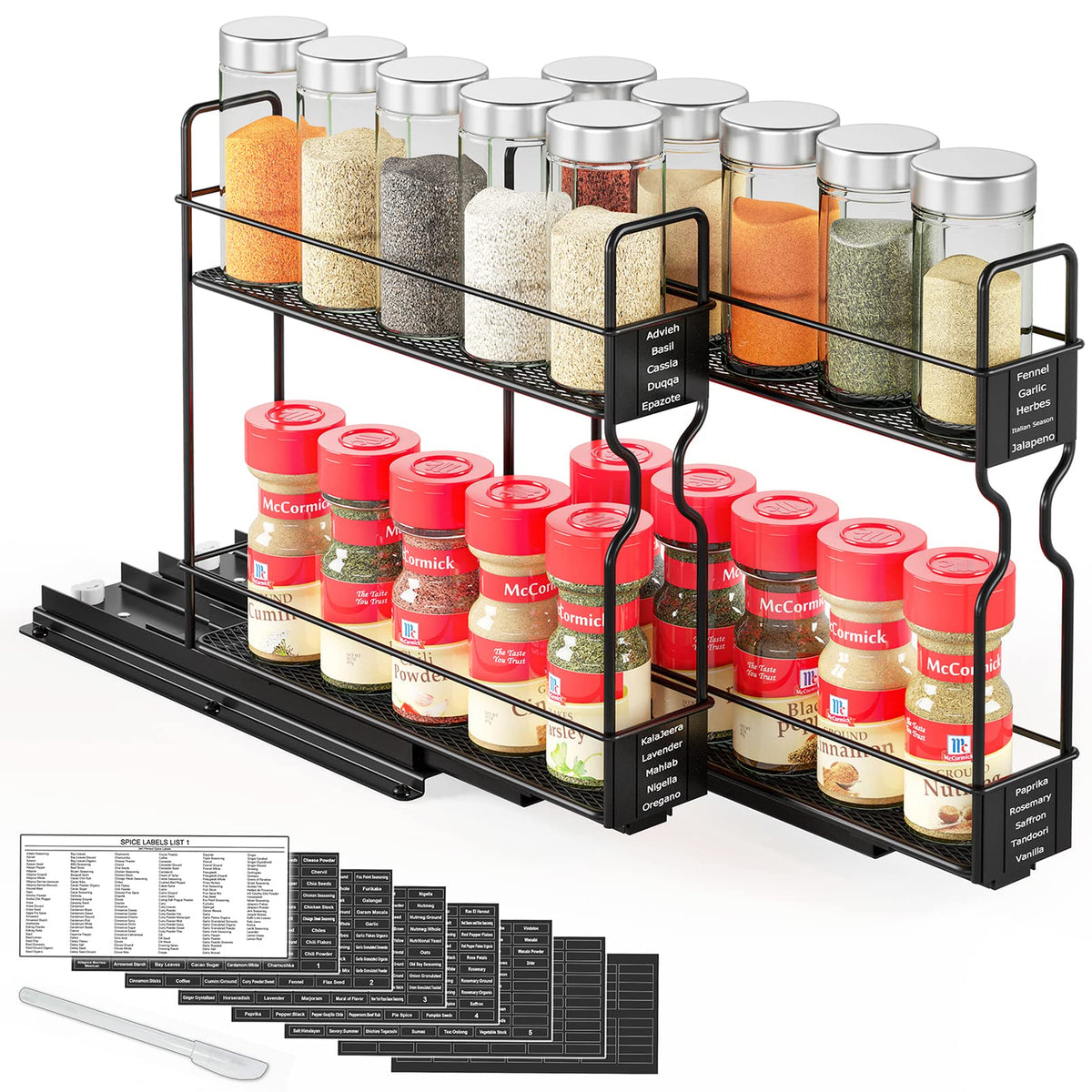 SpaceAid Pull Out Spice Rack Organizer for Cabinet, Heavy - Image 1