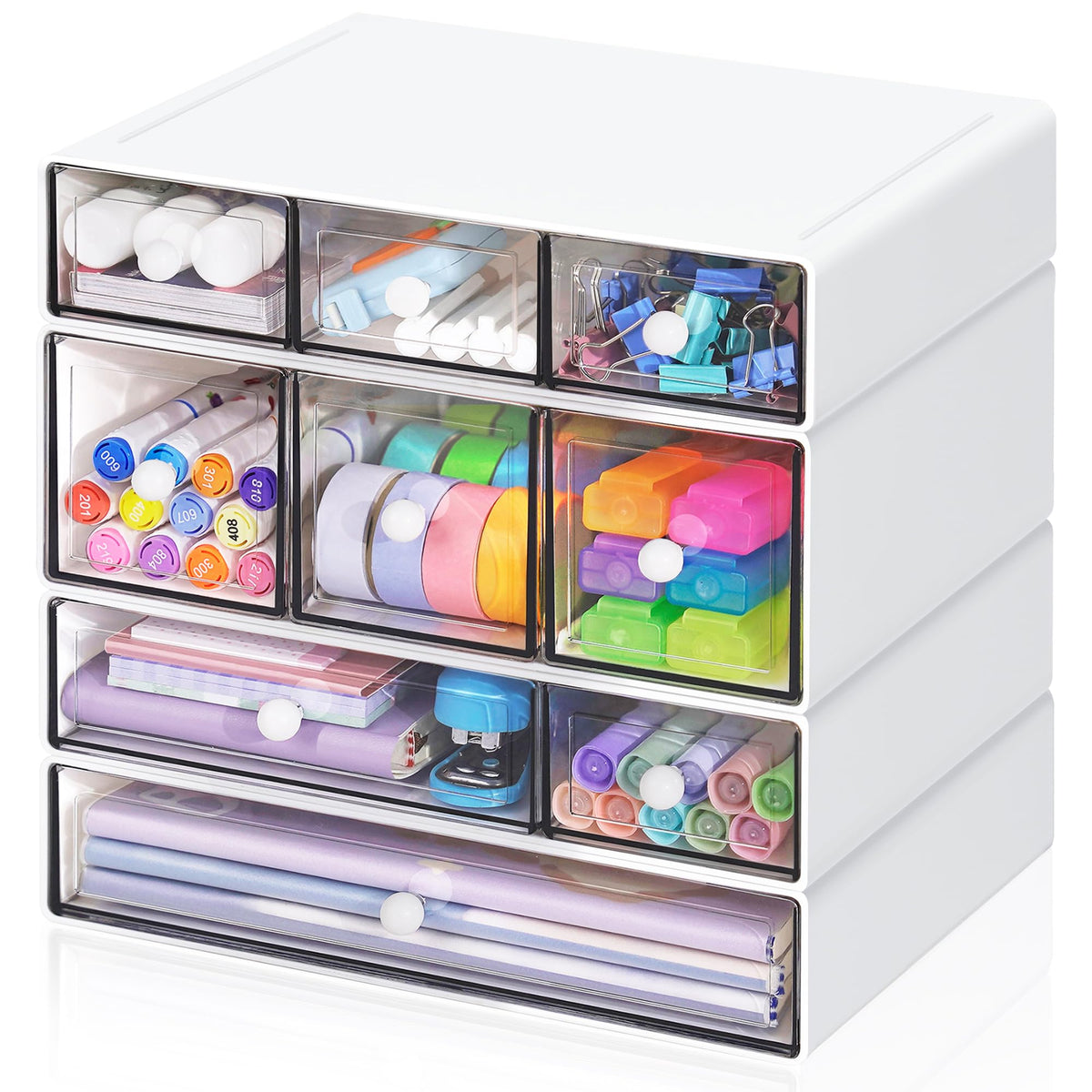 Desk Storage Organizer with 9 Drawers, 4 Tiers Stackable - Image 1
