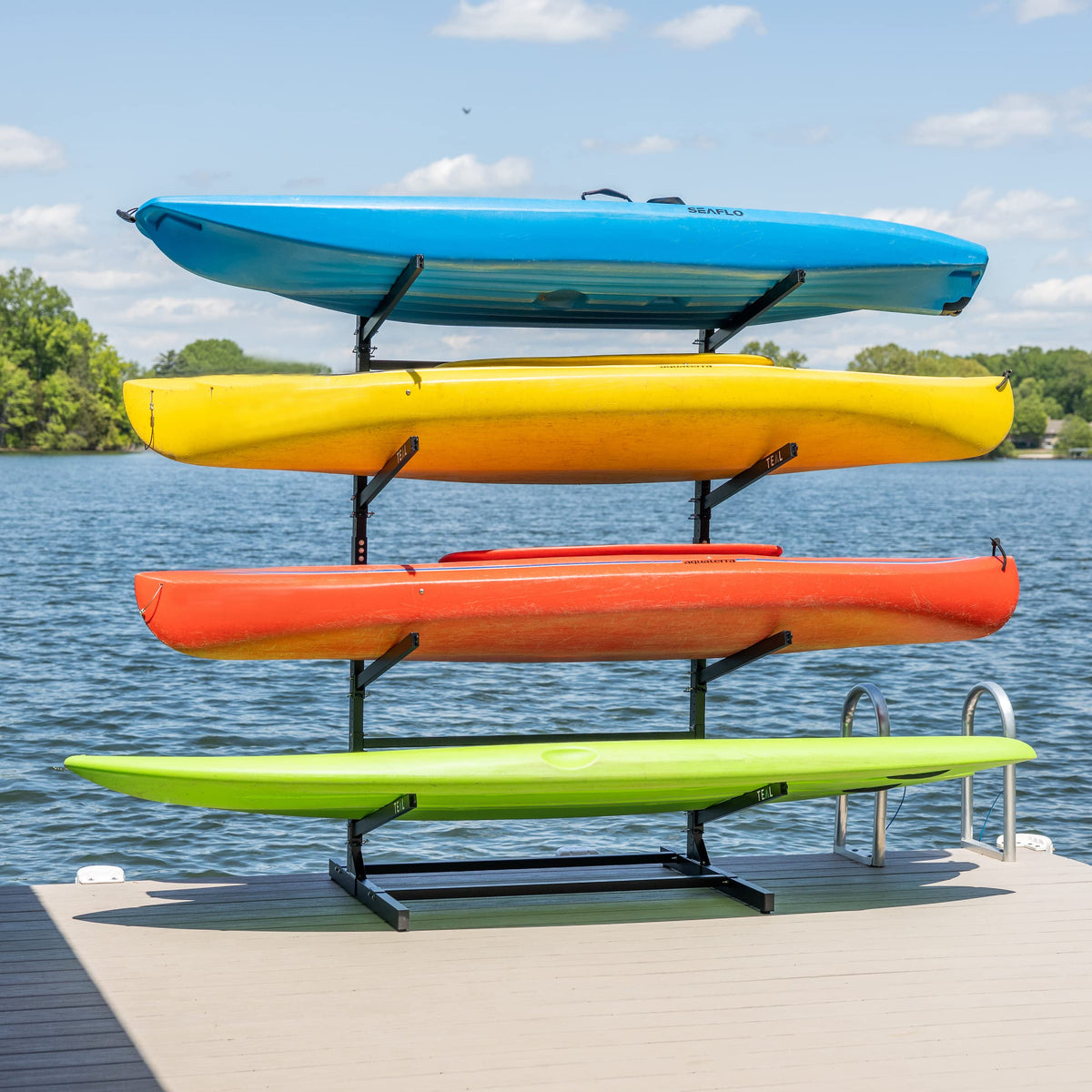 Teal Triangle Adjustable Freestanding Kayak Storage Rack - Image 1