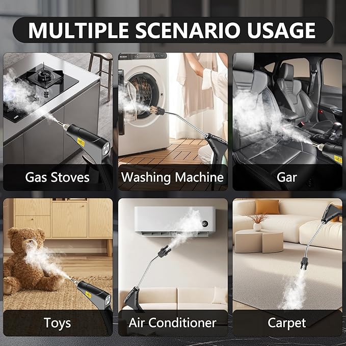 Handheld Steam Cleaner, Portable Steamer for Cleaning with 9pcs Accessories, 6-Level Adjustable Handle, 12s Heat-Up, 1200ml Tank, Steam Cleaner for Home,Dirt,Grout,Tile,Floor,Couch and Car (Orange)