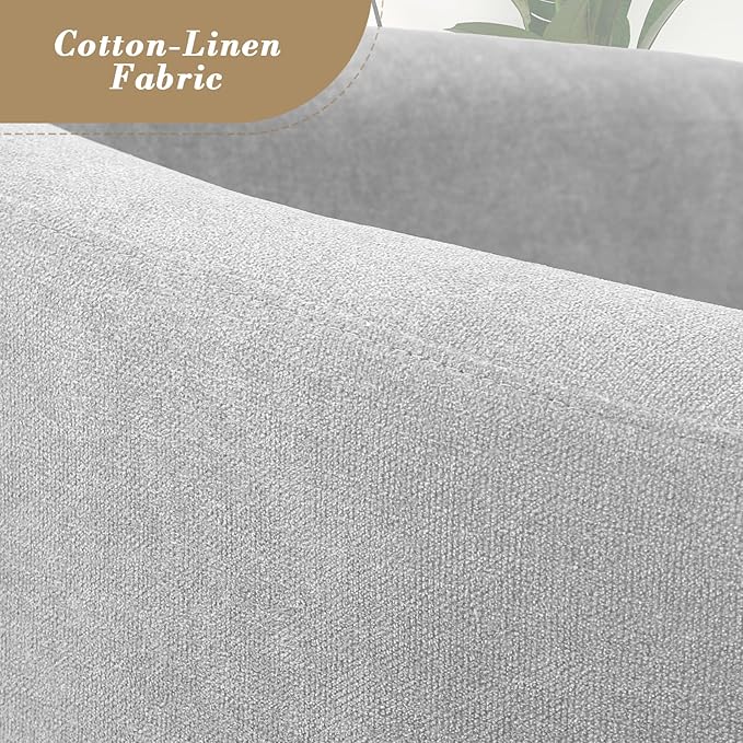 Athena Collection Modern Barrel Accent Chair with Ottoman, Furry Cozy Reading Arm Chair for Adults, Comfy Uphosltered Sofa Armchair with Footrest for Living Room, Bedroom, Small Space, Grey