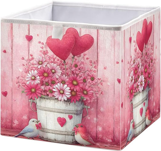 Bolaz Birds Flowers Balloons Closet Organizers Storage Cubes Storage Bins Shelf Baskets Containers for Home Room Office,Square