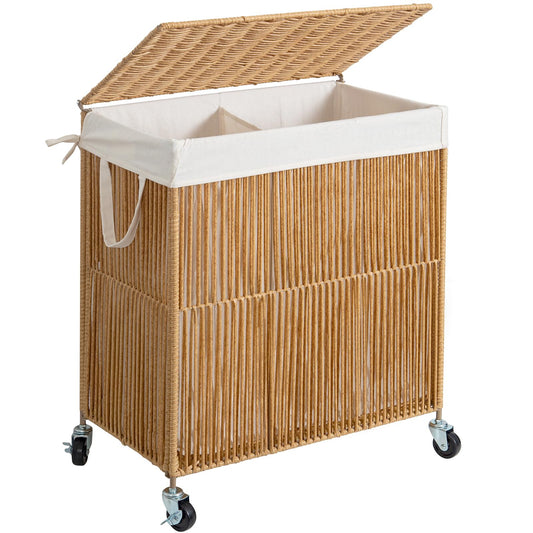 WOWLIVE Rolling Laundry Basket Wheels, Handwoven Laundry - Image 1
