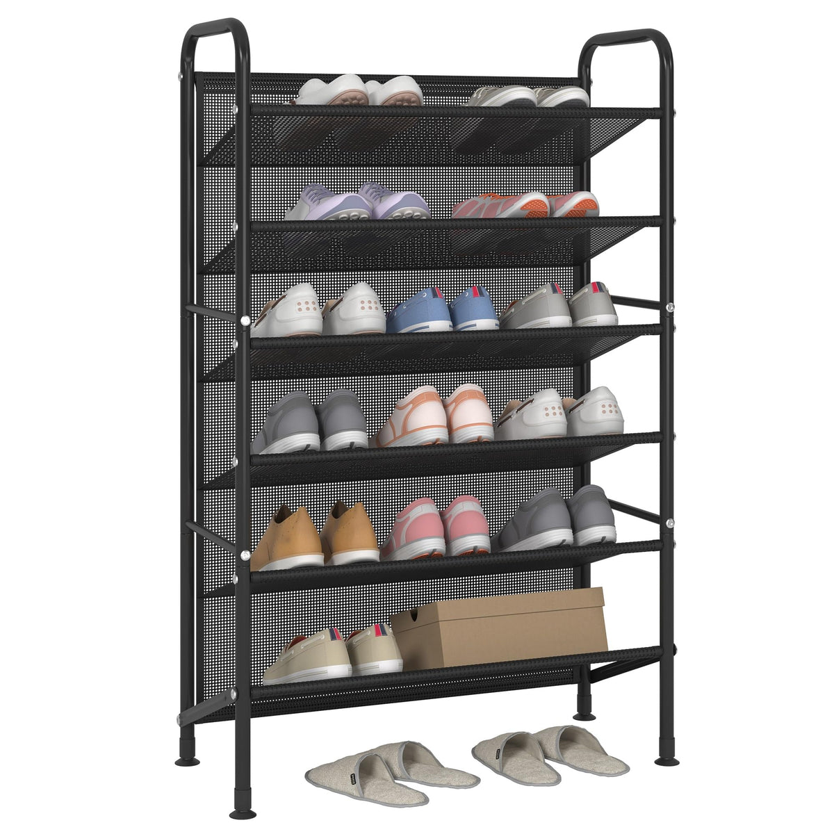 6 Tier Shoe rack for closet Mesh fabric narrow Metal shoe racks - Image 1