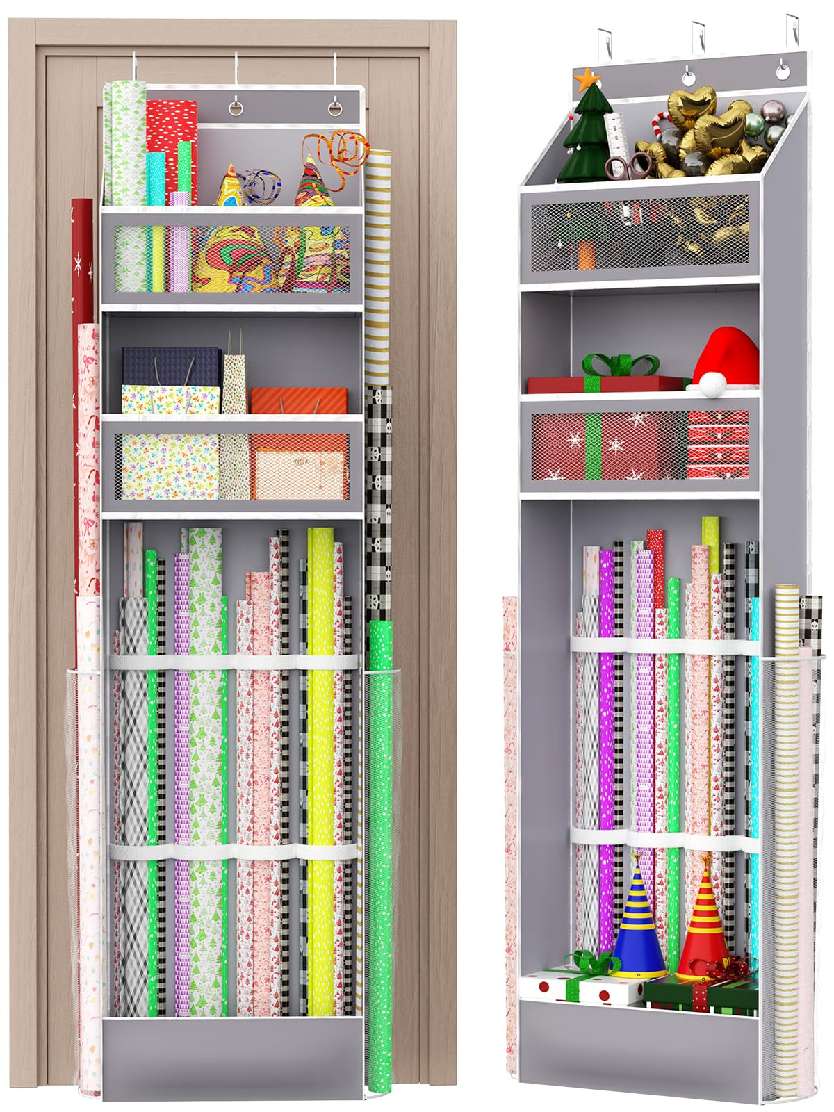 Over Door Wrapping Paper Organizer Hanging – Christmas - Image 1
