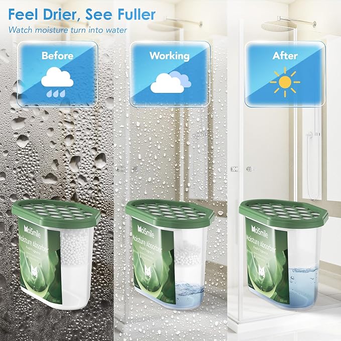 Moisture Absorbers 6 Packs, 10.8OZ Fresh Scent Efficient Humidity Absorber ＆ Odor Eliminator Boxes, Refillable Car Dehumidifier for Closet, Bathroom, Basement＆ RV