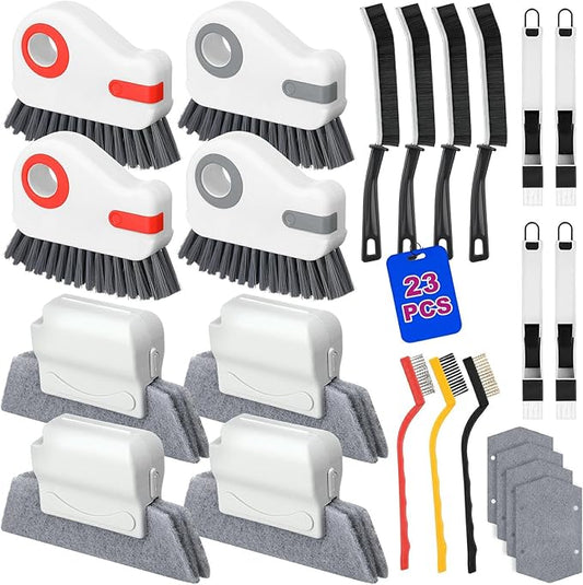23 Pcs Window Track Cleaner Tools Set, Window Groove Cleaning Brush Kit for Sliding Door, Sill, Tile Lines, Shutter, Car Vents, Keyboard, Air Conditioner