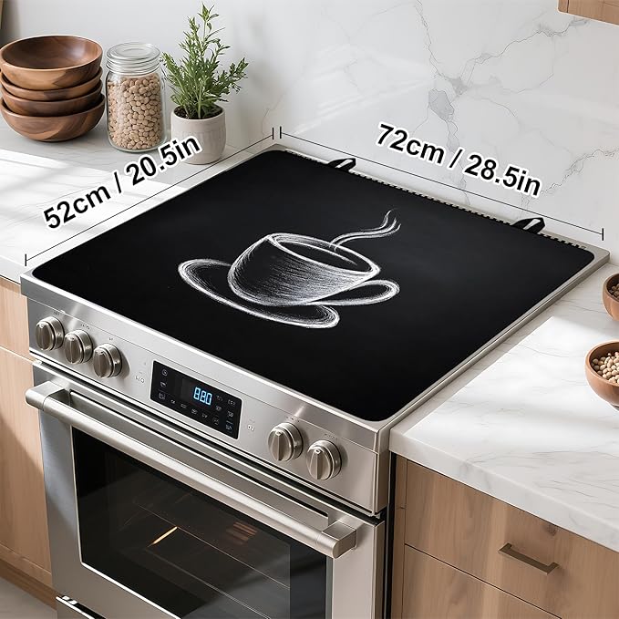 Stove Top Cover Flower Gas Stove Top Cover for Home Decoration Kitchen Pad Non-Stick Washable Cooktop Covers Countertop Protector Keep Stove Clean (Coffee, 28L"x20W")