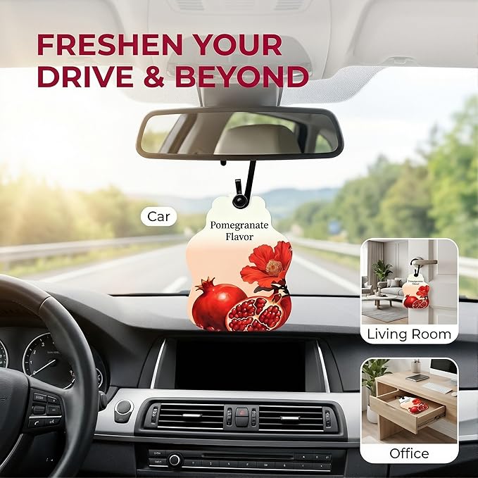 Pomegranate Scented Sachets for Drawers & Closets (6 Pack) – Long Lasting Home Fragrance with EVA Material Beads – Hanging Air Freshener for Wardrobe, Car, Shoe Cabinet, and Bathroom (0.35 oz Each)