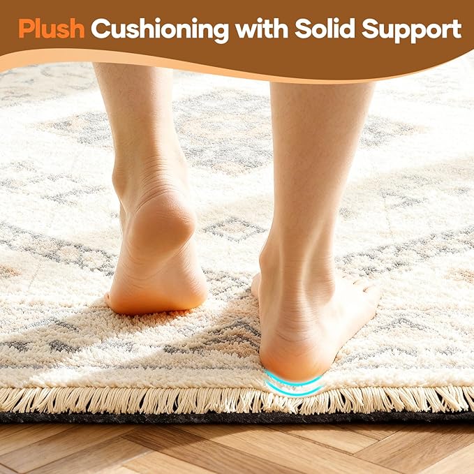 Veken Non Slip Cushioned Rug Pad Gripper 5 x 8 Ft, Felt and Silicone Backing, 1/8 inch Thick Carpet Liner for Hardwood Floors and Finishes, Under Area Rugs Anti Skid Mat, Keep Rugs Safe and in Place