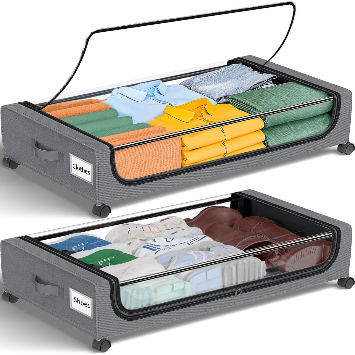 GoMaihe Under Bed Storage with Wheels 48L Grey 2-Pack - Image 1