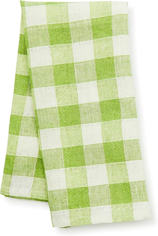 MACKENZIE-CHILDS Linen Dish Towel, Decorative Dish Towel for Kitchen, Green Check
