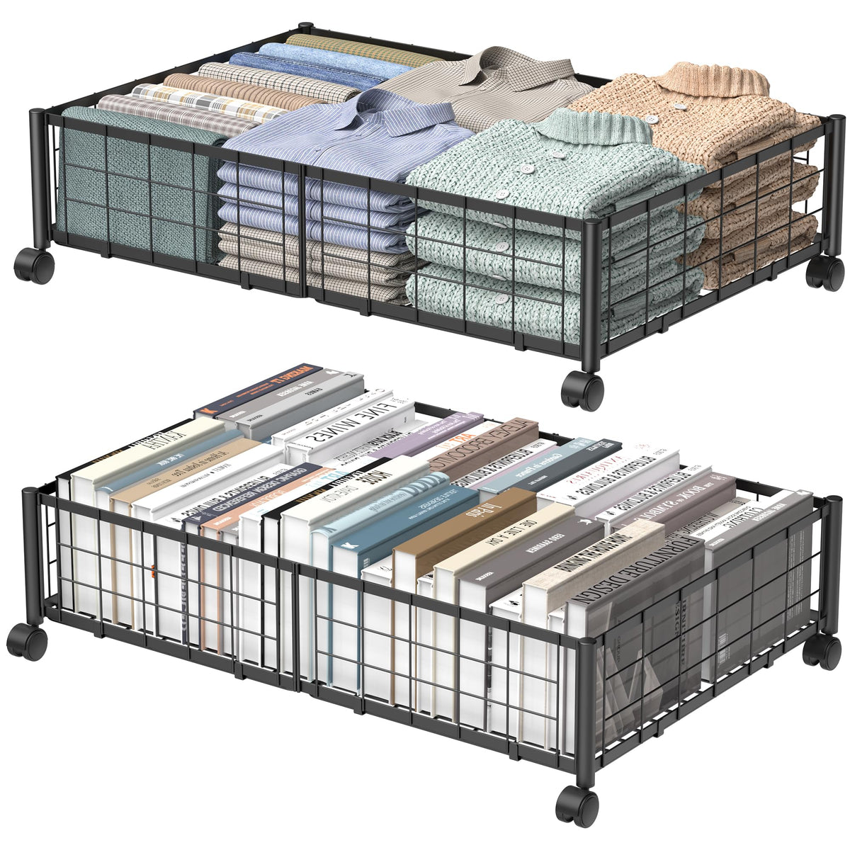 Hleelomi Under Bed Storage with Wheels, 360° Rotating - Image 1