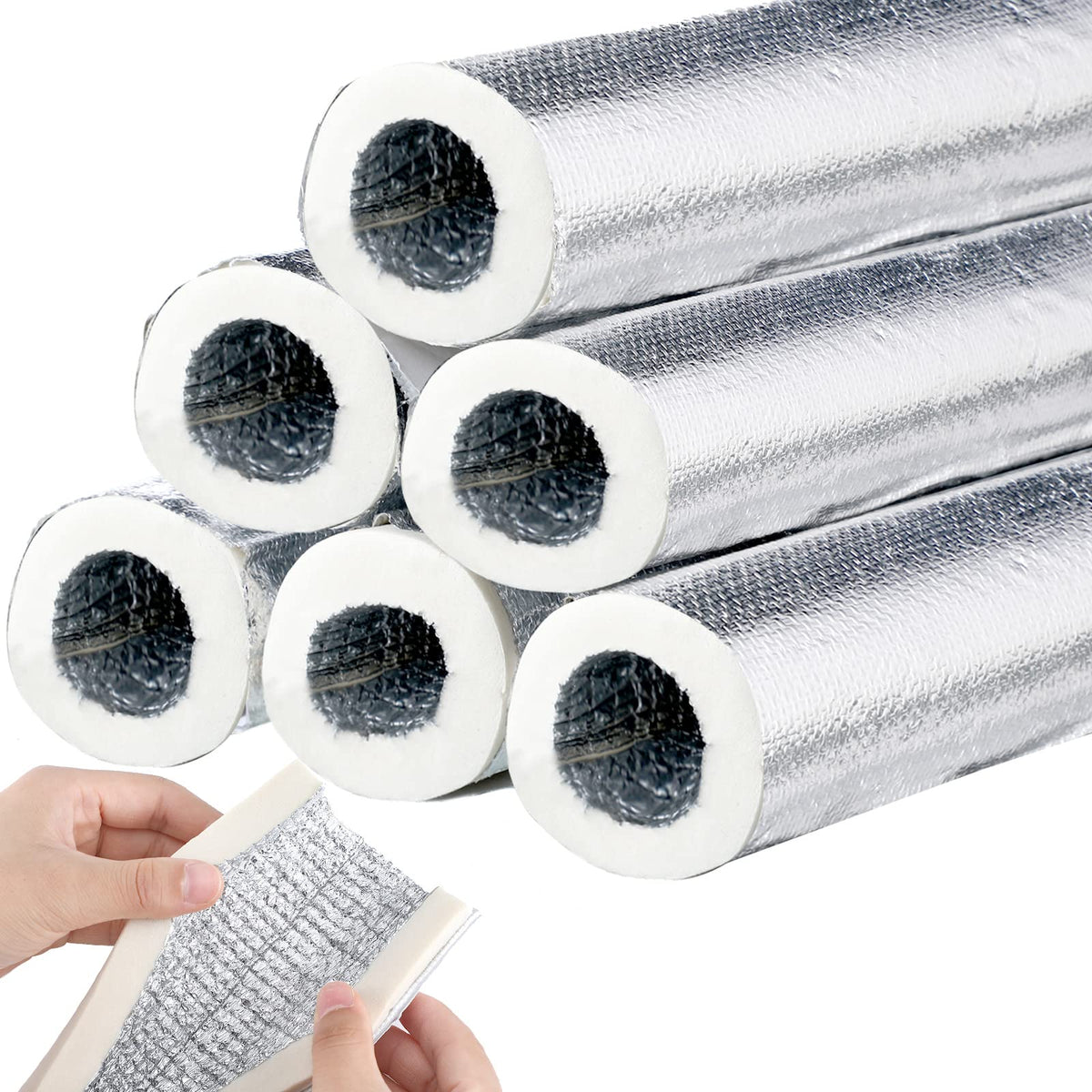 Kingdder 6 Pcs 1.3ft Pipe Insulation Foam Tube Self Adhesive - Image 1