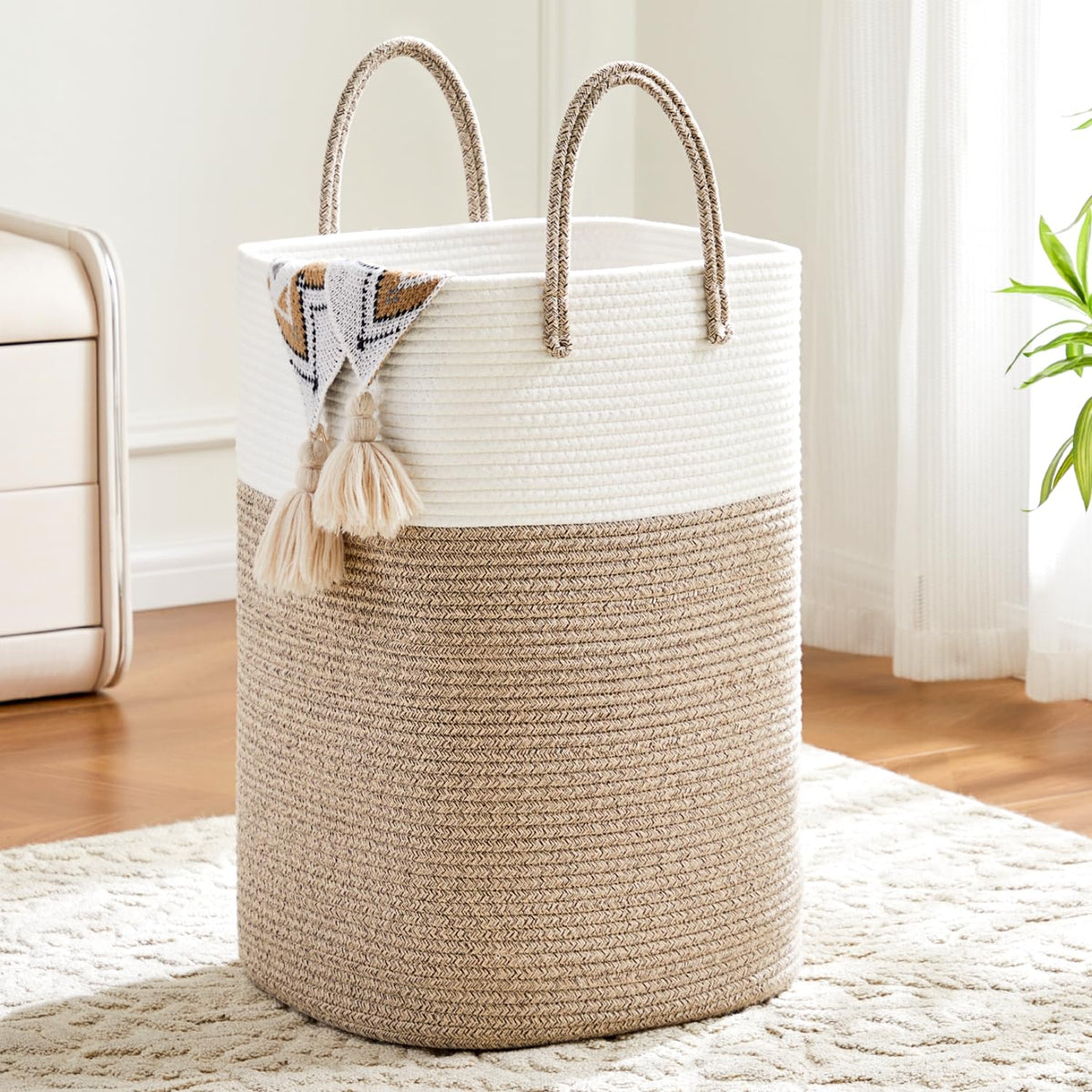 Laundry Basket,Woven Cotton Rope Laundry Hamper,Vers | All Products - Image 1