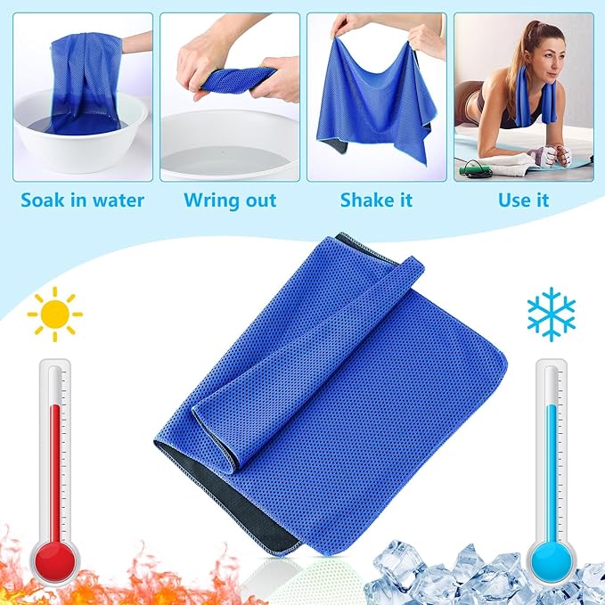 Shellwei 100 Pack Cooling Towels,40"x12" Ice Breathable Soft Chilly Sweat Rag Microfiber Workout Rags for Gym Cooling Towels for Neck and Face for Yoga Golf Sport Running (5 Colors)