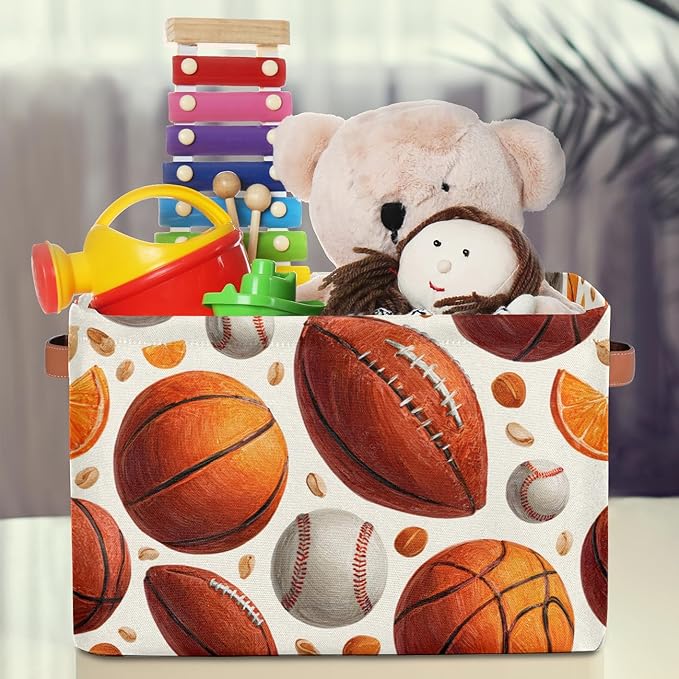 Cubes Storage Baskets,American Football Foldable Storage Box,Waterproof Open Shelf Organizer Bin for Kid Clothes Toy Empty Gift Baskets