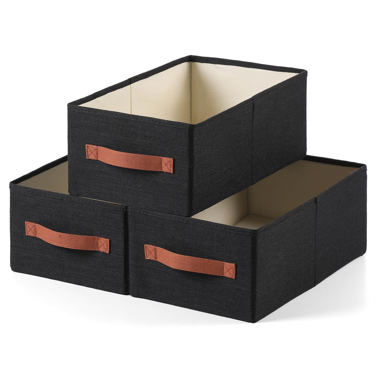 linen closet organizers and storage, 3 Pack Large Storage Baskets - Image 1