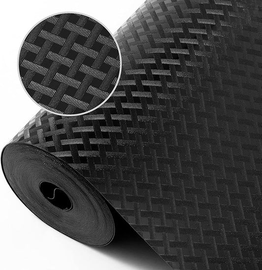Shelf Liners for Kitchen Cabinets Refrigerator Liners Waterproof & Oil-Proof Kitchen Cupboard Liner Non-Slip Drawer Mats EVA Non Adhesive Fridge Liner for Shelves - Black 17.5 x 78.7 Inch