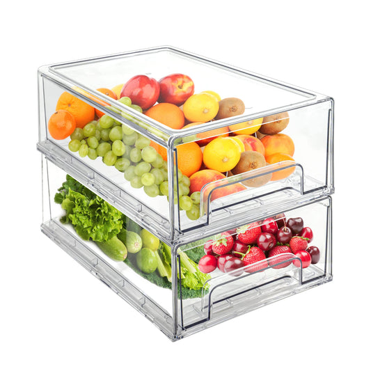 Mano 2Pack Clear Fridge Drawers Pull Out Stackable | Home Organization - Image 1