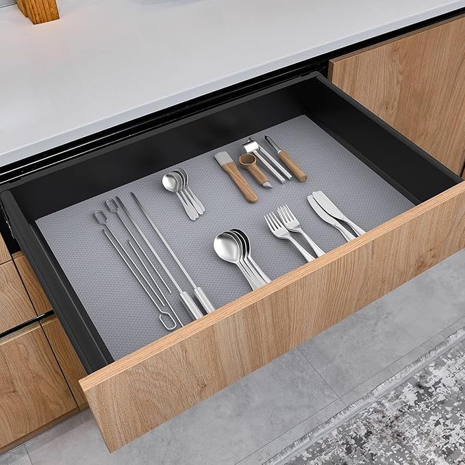 Shelf Liners for Kitchen Cabinets Refrigerator Liners Waterproof Kitchen Cupboard Liner Non-Slip Drawer Mats Non Adhesive Fridge Mats for Shelves - Clear 11.8 x 118 Inches