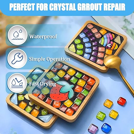 Mosaic Crystal Grout, Mosaics Tile Tools, Mosaic Tile Accessories – Essential for Handmade Grouting and Perfect for DIY Craft Projects (Dark Gray, 4.5oz)