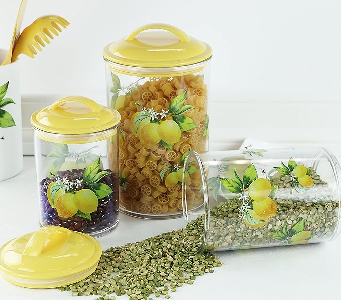 Reston Lloyd Food Storage Containers, BPA Free Airtight Canisters for Cereal, Pasta, Sugar, Coffee, Flour, Cookies, Loose Tea, for Kitchen Organization, Set of 3, Lime (Pack of 4)