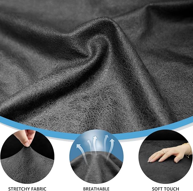 Oversized Sofa Slipcover Leather Look Couch Cover for 4 Seater Sofa 1-Piece Sofa Cover Stretch Furniture Protector with Elastic Bottom & Pockets(XL Sofa, Dark Grey)