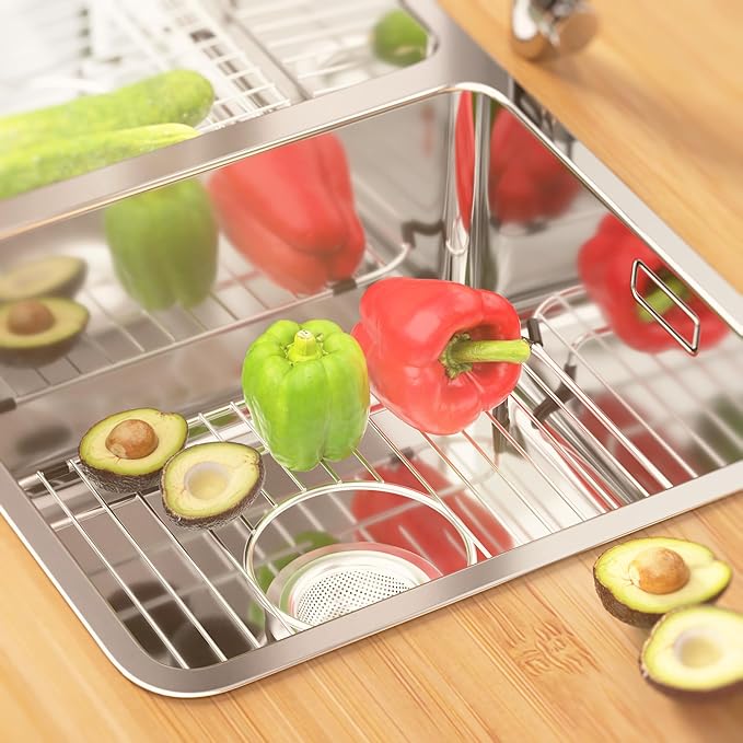 Sink Rack,Sink Protectors for Kitchen Sink,11.5" x 13.8",Stainless Steel Sink Grid for Bottom of Sink,Metal Sink Grate with Strainer,Centered Drain for Single Bowl with Corner Radius,1 pack