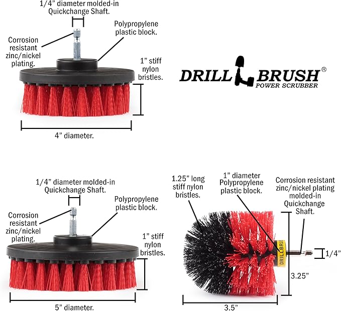 Outdoor Stiff Bristle Brush - Bird Bath Cleaning Brushes - Garden Statues Cleaning Tools - Outdoor Water Fountain Brush - Headstone Restoration Brush Kit - Granite Cleaner - Concrete Stain Remover