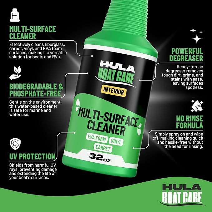 Hula Multi-Surface Cleaner — EVA Foam, Vinyl and Carpet, 32 oz — Boat Deck, Sea Deck and Marine Interior Cleaner, Biodegradable, Made in USA